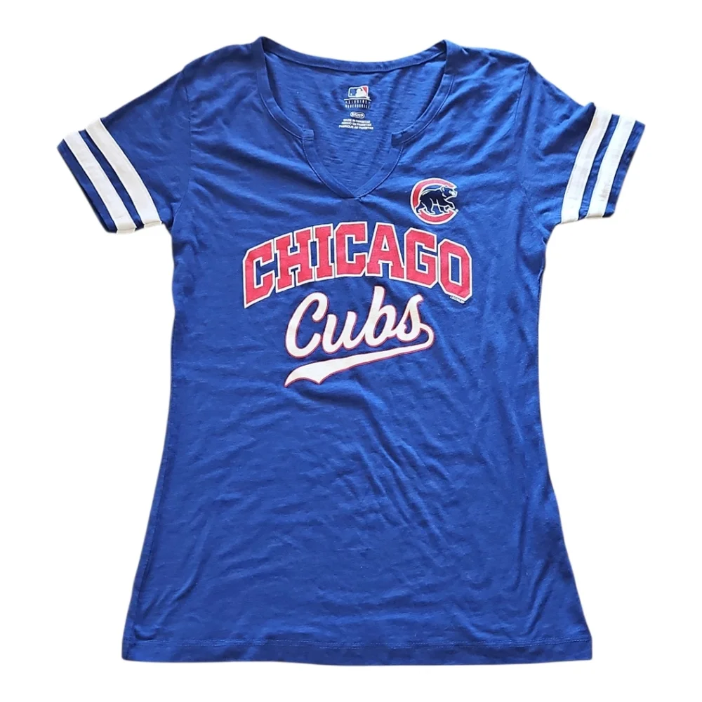 Chicago Cubs MLB Baseball T-shirt Short Sleeve, V-neck Womens S & M NWT